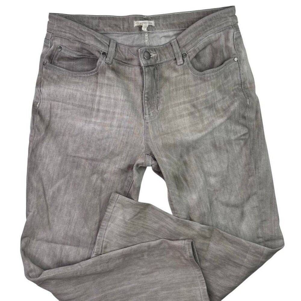 Eileen Fisher Organic Cotton Jeans Size 8 Stretch Straight Leg Washed Light Gray - Picture 2 of 11
